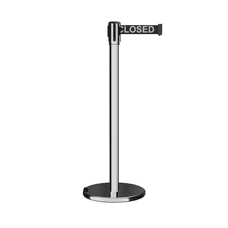 Retractable Belt Rolling Stanchion, 2ft Pol.Steel Post  9ft. Line